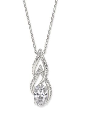 Eliot Danori Silver-Tone Cubic Zirconia Pendant Necklace
